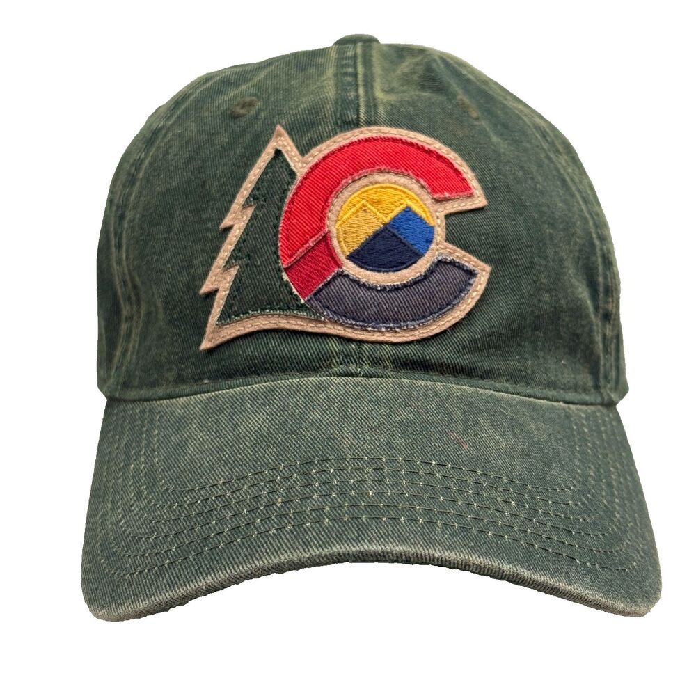 Colorado Distressed Layered Patch Hat Cap Snap-Back Green Denim One-Size Legacy